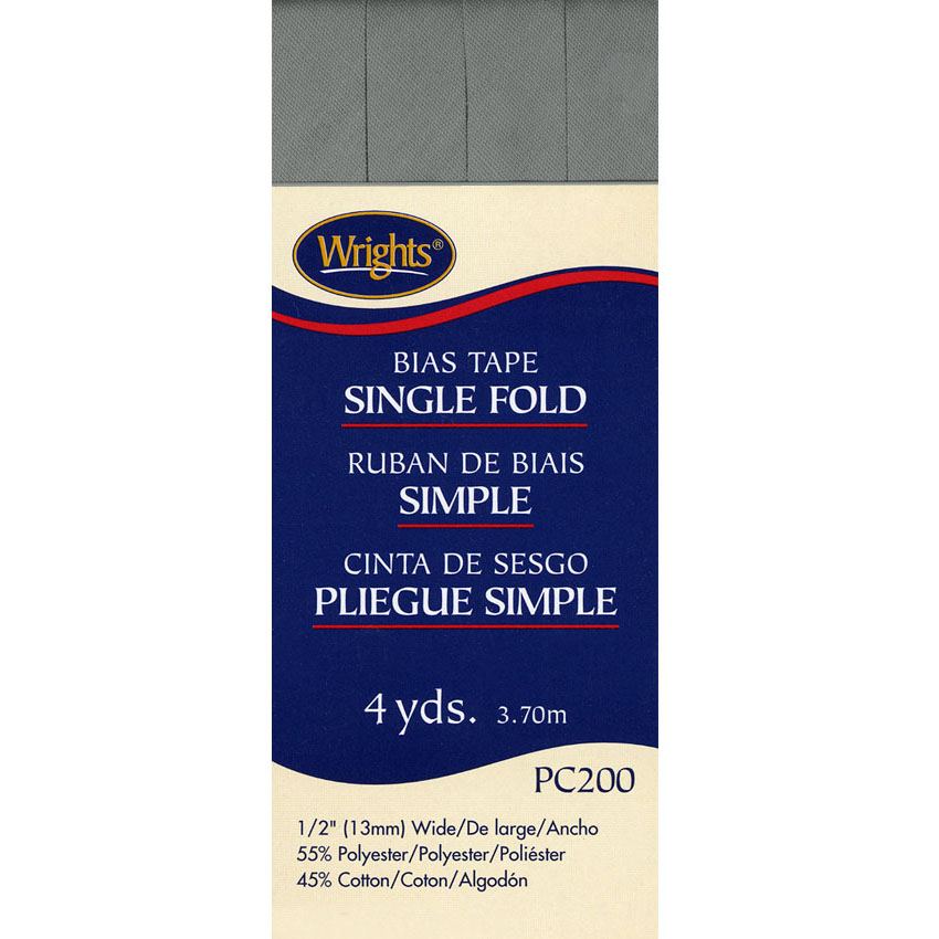Bias Tape, Single Fold, Wrights #W200-, Light Gray