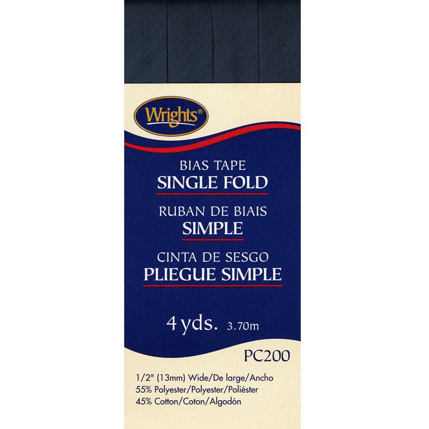 Bias Tape, Single Fold, Wrights #W200-, Navy