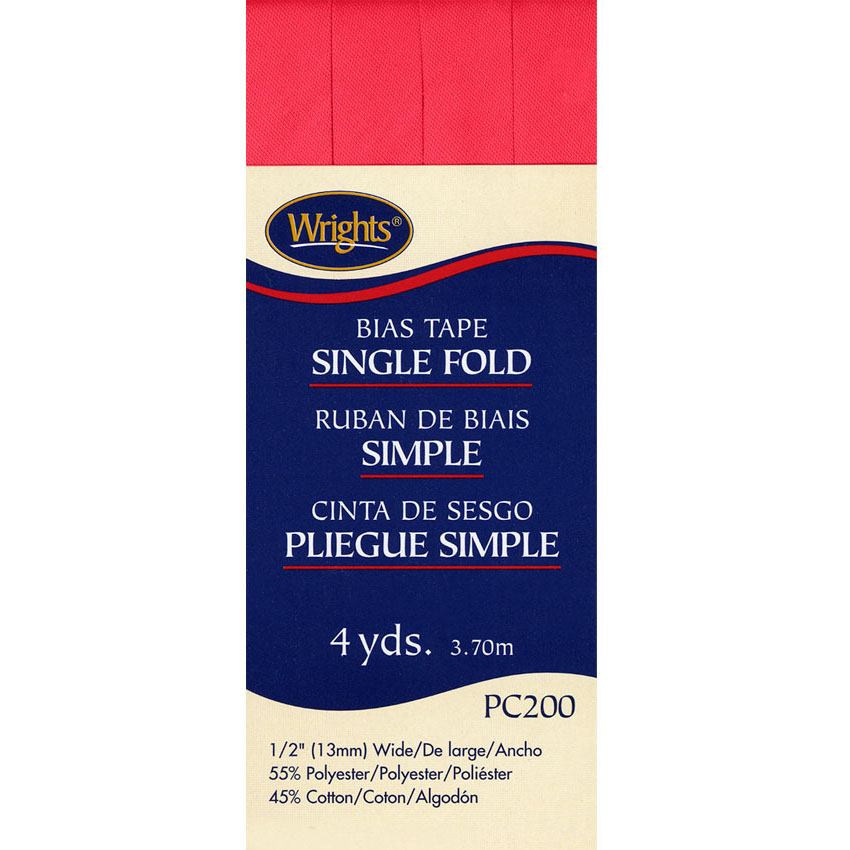 Bias Tape, Single Fold, Wrights #W200-, Red