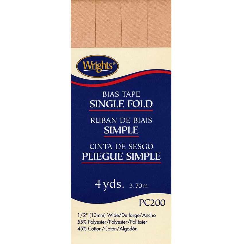 Bias Tape, Single Fold, Wrights #W200-, Tan