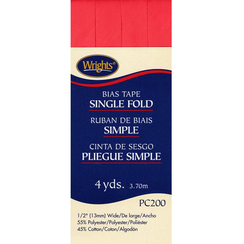 Bias Tape, Single Fold, Wrights #W200-, Scarlet